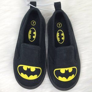Batman Boys Toddler Sneakers Size 7 Black Yellow Slip On